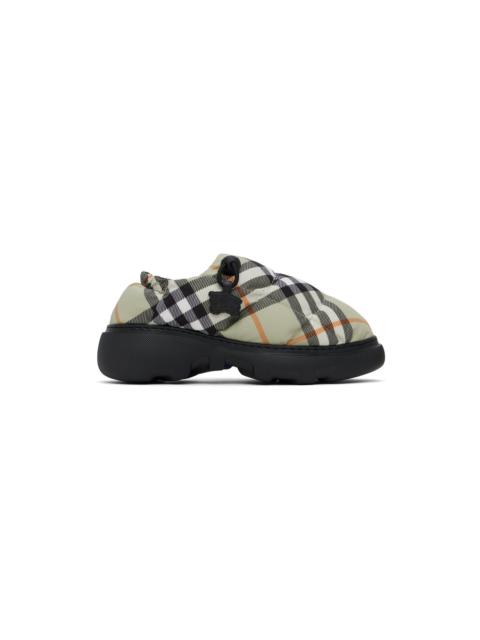 Green Check Nylon Pillow Loafers