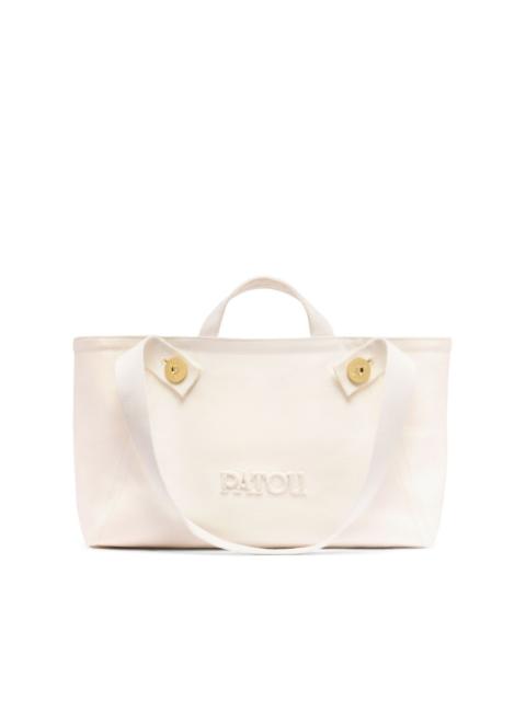 large logo trapeze-design canvas tote bag