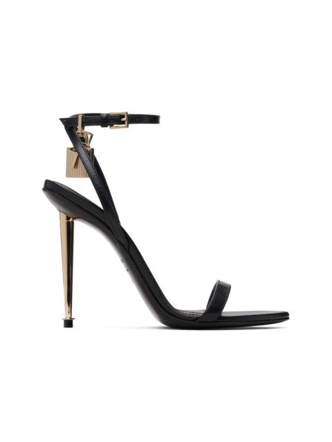 Black Padlock Pointy Naked Heeled Sandals