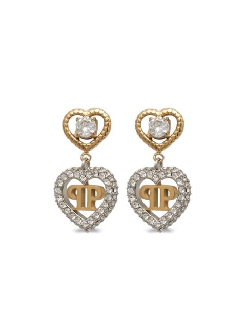 heart-charm drop earrings