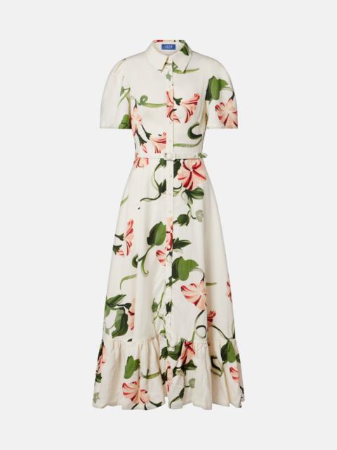 Becca belted floral linen-blend shirt dress