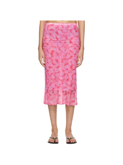 Pink Double Layered Midi Skirt