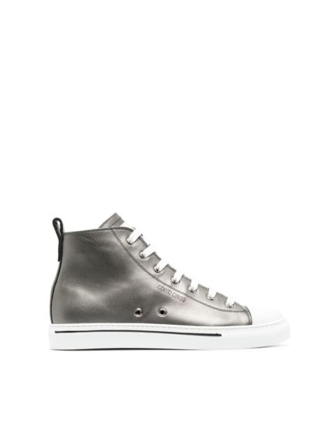 metallic leather high-top sneakers