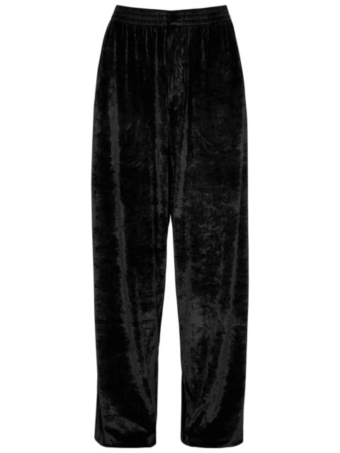 Wide-leg velour sweatpants