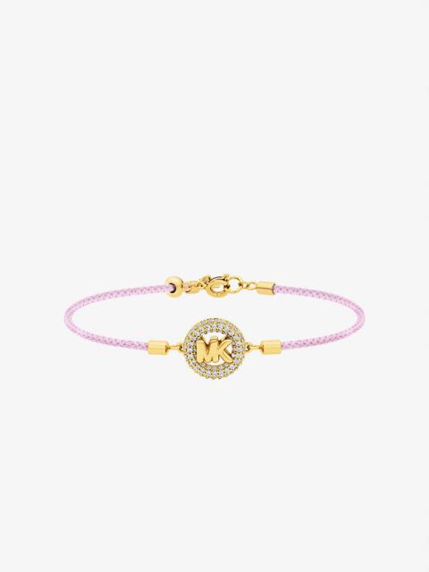 Pavé Gold-Tone Logo Corded Bracelet