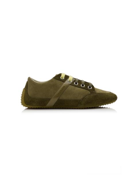 Slim Suede-Leather Low-Top Sneakers khaki