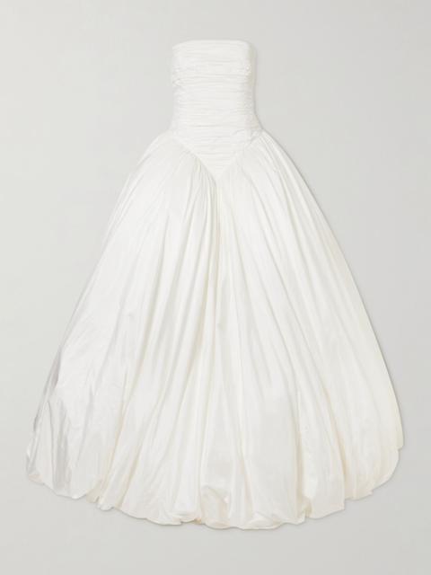 Britt strapless ruched silk-taffeta gown White