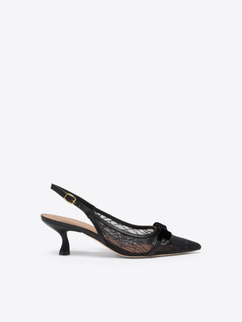 Jama 45 Black Glitter Mesh Slingbacks