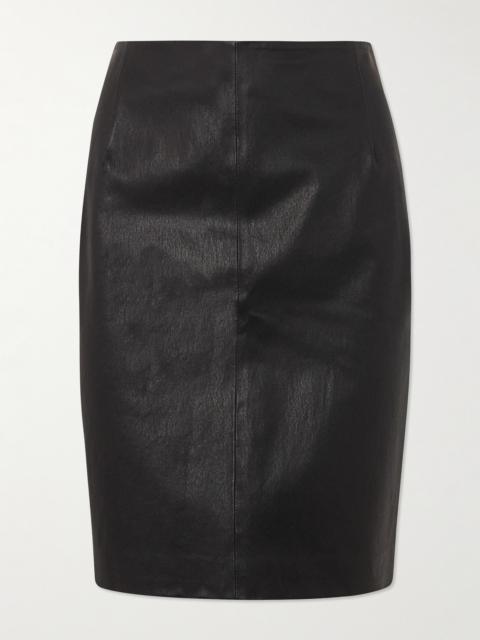 Paneled Leather Pencil Skirt