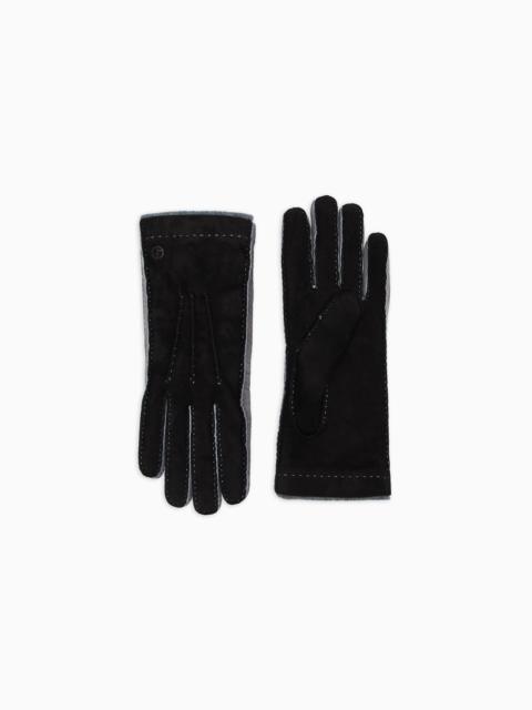 TWO-TONE LAMBSKIN SUEDE GLOVES