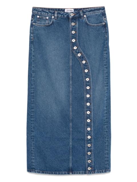 asymmetric denim midi skirt