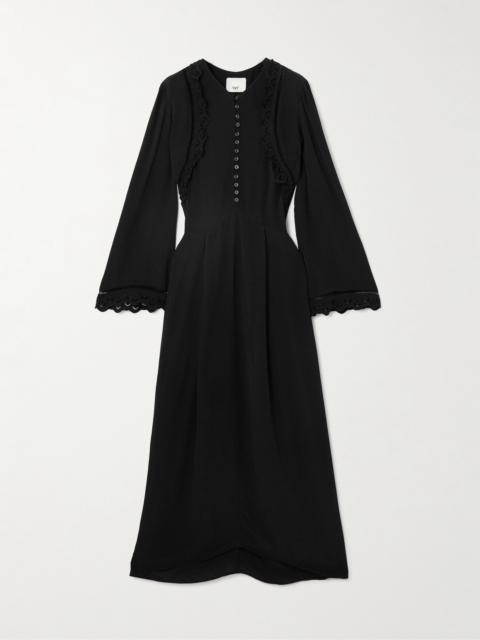 Faustina Broderie Anglaise And Pointelle-trimmed Poplin Midi Dress