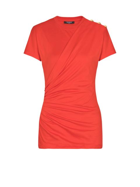 Short-sleeved draped jersey T-shirt