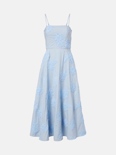 Embroidered floral cotton midi dress