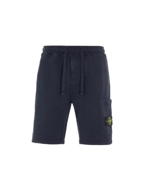 Stone Island 64651 Cotton Fleece Garment Dyed Shorts Navy
