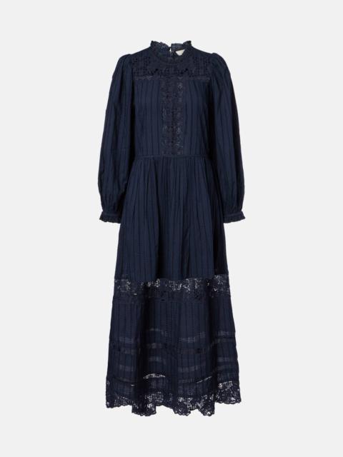 Amelie lace and cotton midi dress