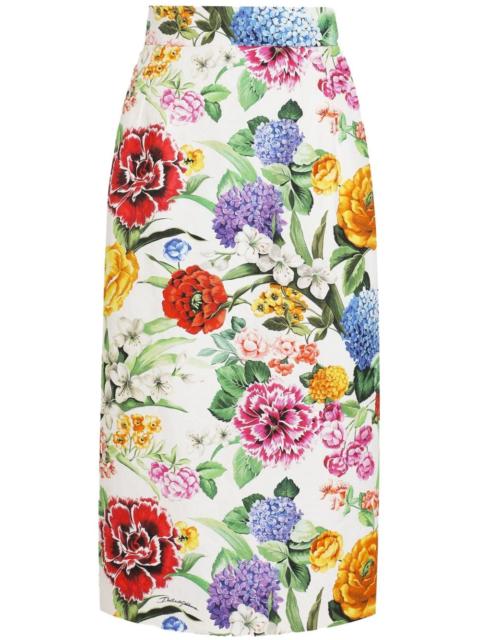 floral-print midi skirt