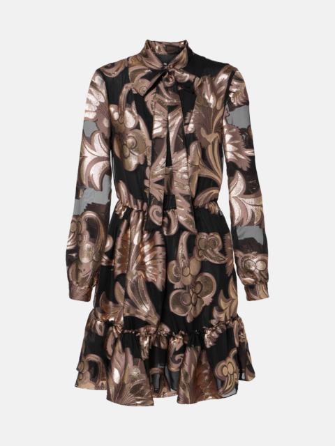 Printed tie-neck minidress