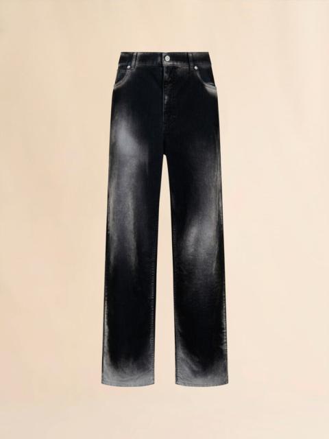 BLACK FLOCKED DENIM JEANS