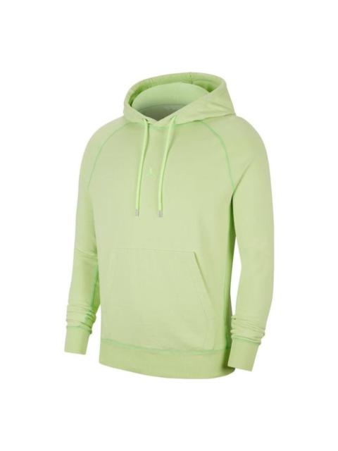 Men's Air Jordan Wings Logo Solid Color Hooded Pullover Long Sleeves Green CD4567-380