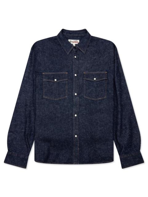 BOXY WESTERN DENIM L/S SHIRT - DARK DENIM