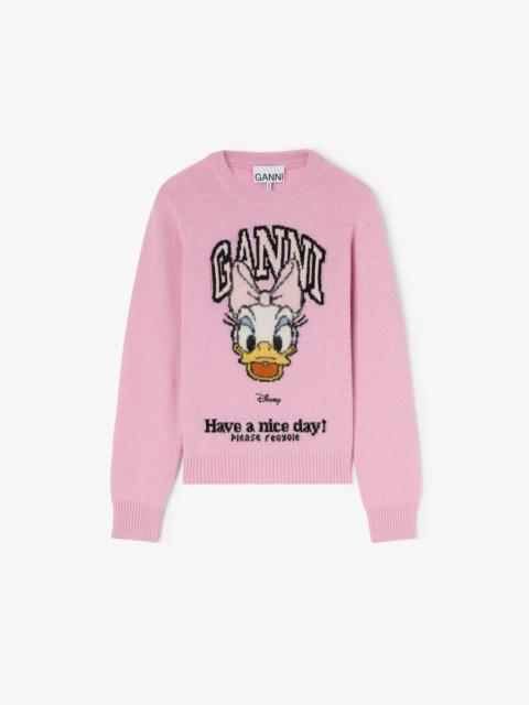 GANNI X DISNEY DAISY DUCK GRAPHIC WOOL SWEATER