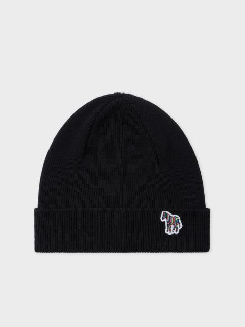 Black Zebra Logo Wool Beanie