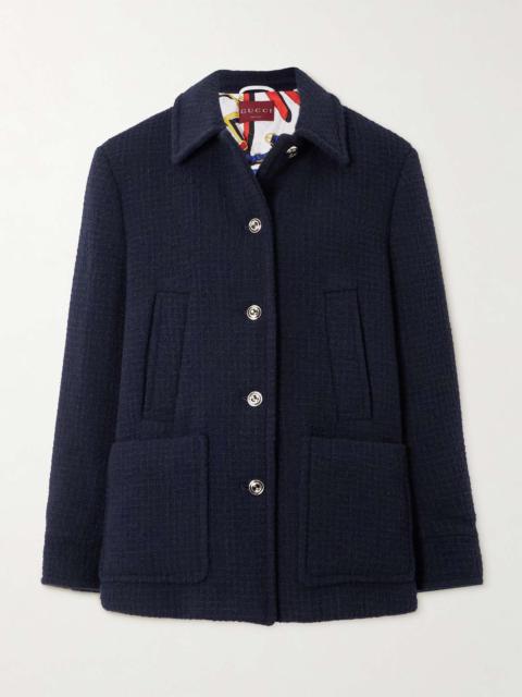Wool-blend bouclé-tweed coat