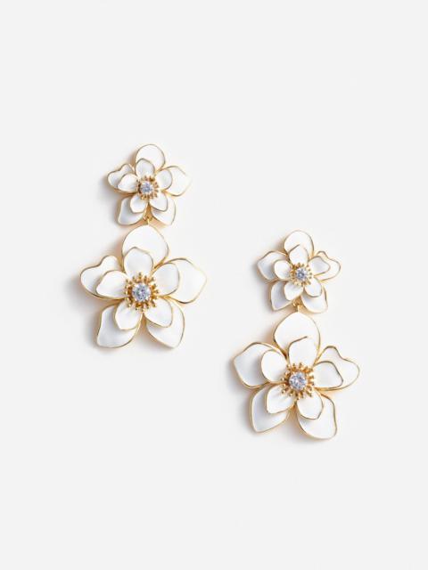 Enamel Flower Tiered Earrings