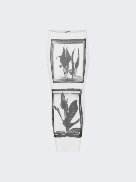 Flowers Cadres Mesh Long Skirt White