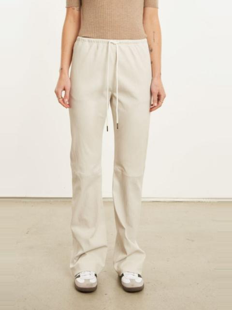 CHALK LEATHER STRAIGHT LEG PANTS