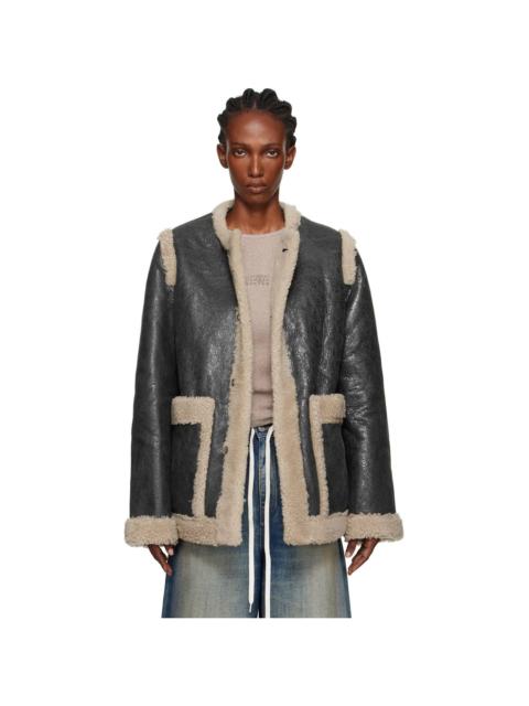 Black & Beige Sports Shearling Jacket