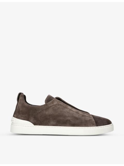 Triple Stitch suede low-top trainers