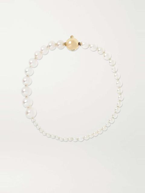 Petite Peggy 14-karat gold pearl bracelet
