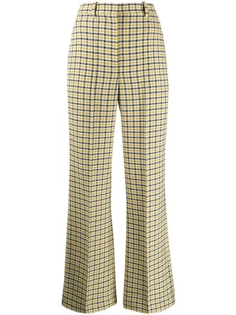 high-waisted flared trousers