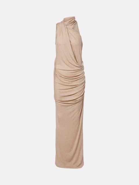 Draped one-shoulder jersey maxi dress
