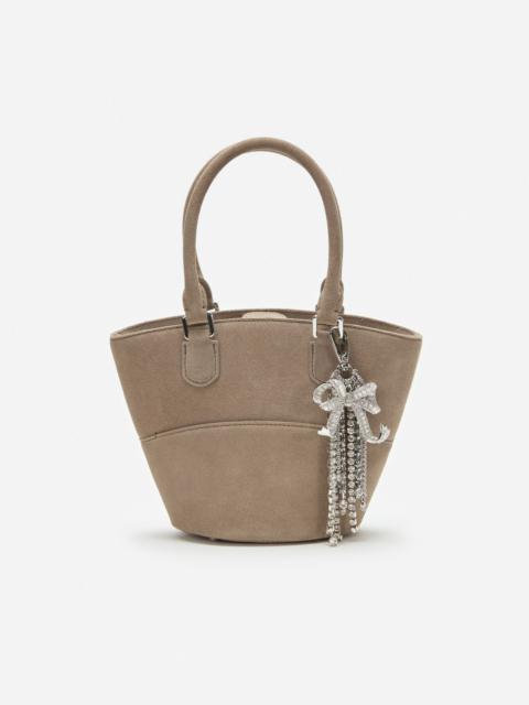 Grey Suede Charm Tote Bag