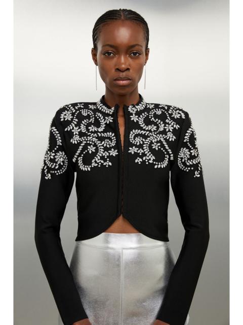 Figure Form Bandage Embellished Knit Jacket