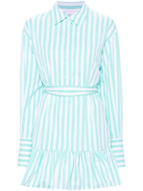 striped ruffled mini dress