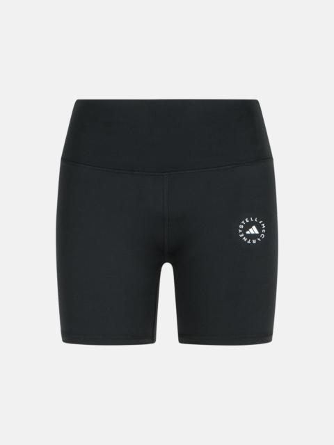 BLACK POLYESTER BLEND TRAINING SHORTS