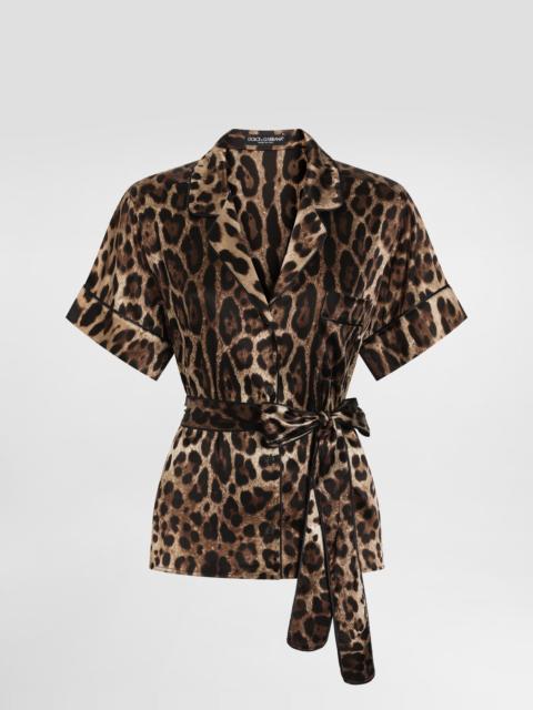 Belted silk shirt