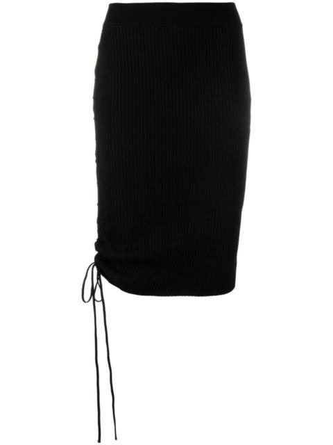 drawstring-detailed midi skirt
