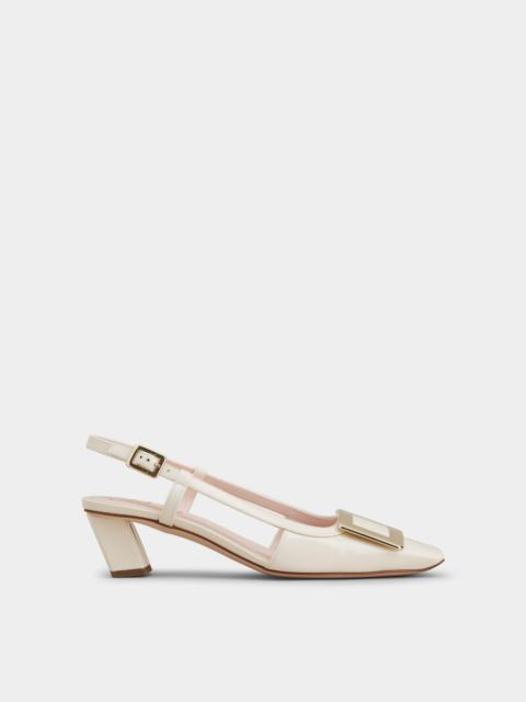 Belle Vivier Metal Buckle Slingback Pumps in Patent Leather