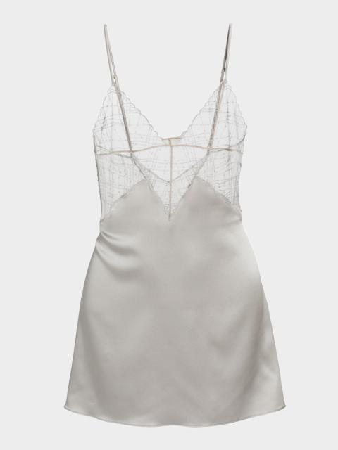 Embroidered Lace & Silk Charmeuse Nightie