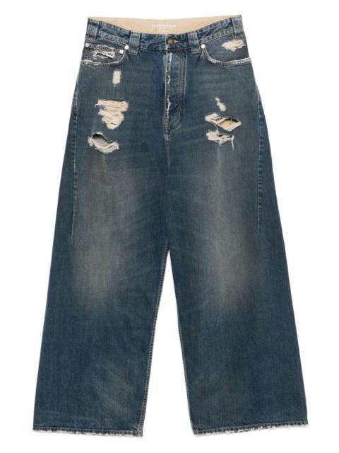 distressed wide-leg jeans