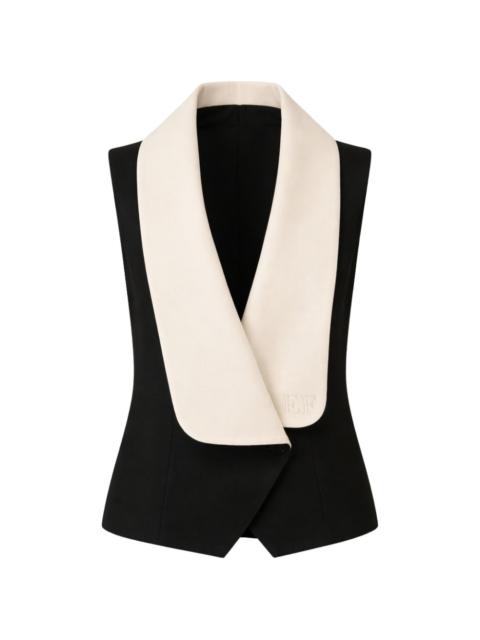 shawl collar sleeveless blouse