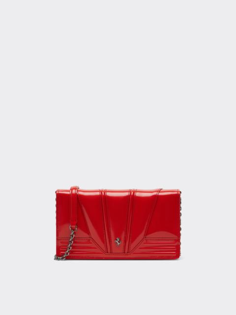 Ferrari GT brushed leather wallet with chain shoulder strap