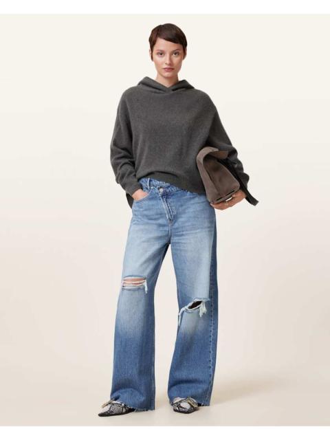 AKI CROSSOVER WIDE LEG DENIM JEANS