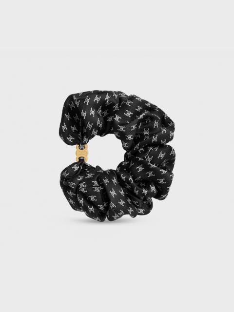 Celine Mini Triomphe Scrunchy in silk and Brass with Gold Finish