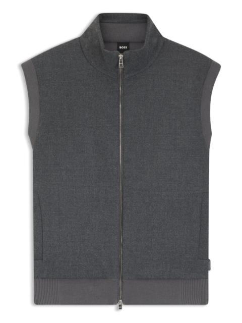 FLANNEL GILET WITH RIBBED TRIMS